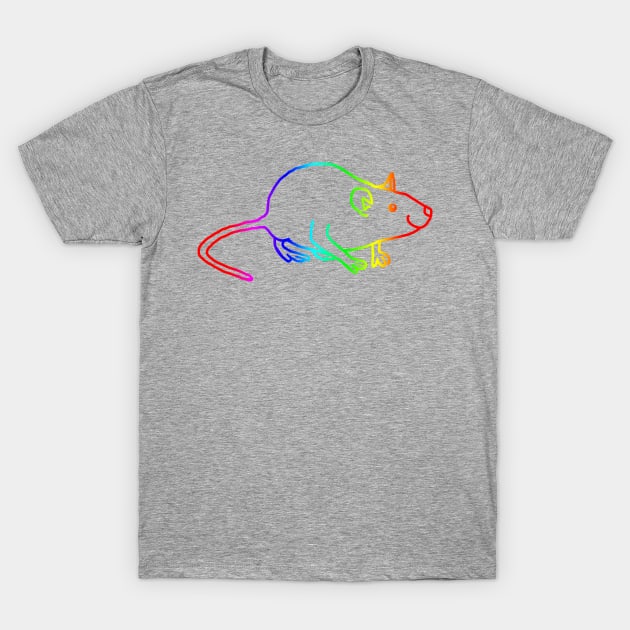 Rainbow Rat Outline T-Shirt by ellenhenryart